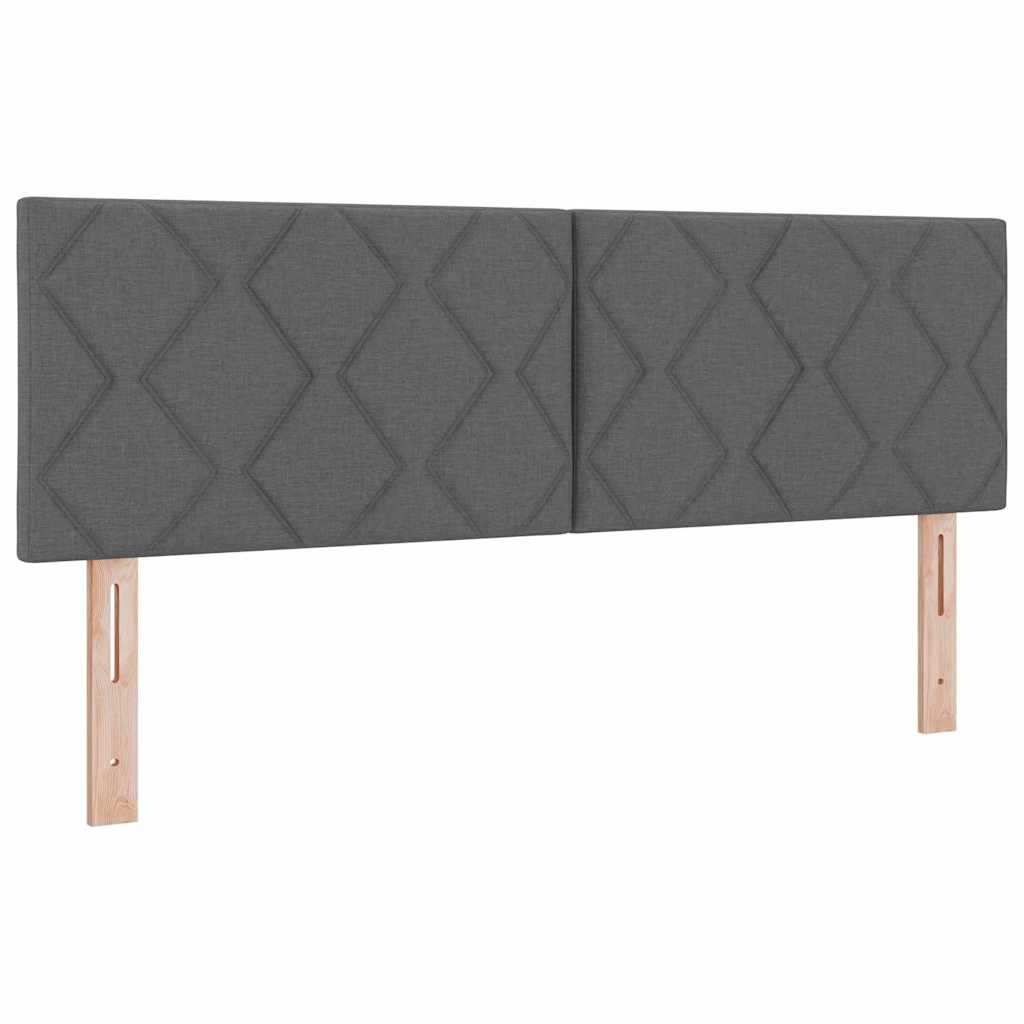 Headboard with LED Strip Lights Adjustable Grey 144 cm Fabric